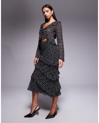 New Look - Jupe d'ensemble mi-longue et volantée en mousseline à pois - Lyst