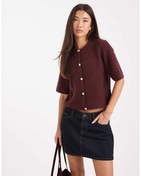 Pieces - Soft Knit Short Sleeve Cardigan - Lyst