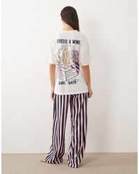 ASOS - Cheese & Wine Graphic Short Sleeve Top And Pants Pajama Set - Lyst