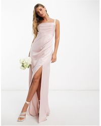 ASOS - Bridesmaid Satin Drape Maxi Dress With Bow Back - Lyst