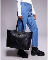 ARMANI EXCHANGE - Borsa A Mano Nera Con Motivo Del Logo - Lyst