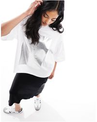 ASOS - Oversized T-shirt With Silver Foil Panel Graphic - Lyst