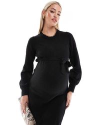 Mama.licious - Mamalicious Maternity Knitted Mini Dress With Belt - Lyst