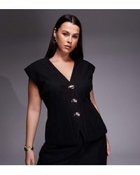 ASOS - Curve Co-Ord Cinched Waistcoat With Linen - Lyst