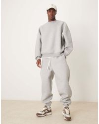 ASOS - Sudadera Gris Jaspeado Extragrande Con Cuello Alzado Y Cremallera Corta De Tejido Grueso Efecto Neopreno De - Lyst