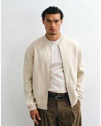 ASOS - Oversized Zip Through Jacket With Jersey Bomber Neck - Lyst