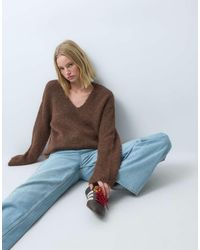 Vero Moda - Oversized V Neck Soft Knit Jumper - Lyst