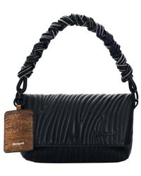 Desigual - Bolso Pequeño Relieve, Mujer, Poliuretano, Negro - Lyst