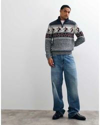 Threadbare - Trui Met Korte Rits En Ski-Print - Lyst