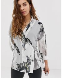 Religion Wrap Blouse In Bird Print - White