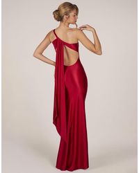 Oh Polly - Sculpted Slinky One Shoulder Tie Back Detail Gown - Lyst