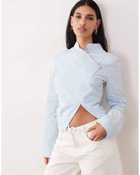 ASOS - Mandarin Collar Cinch Fitted Shirt - Lyst