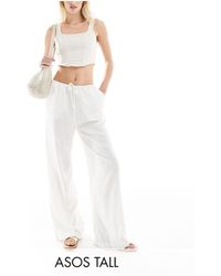 ASOS - Asos design tall - pantalon large à enfiler en lin - Lyst