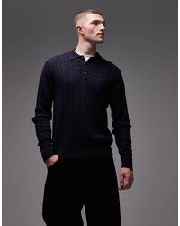 Tommy Hilfiger - Cable Knit Long Sleeve Polo Shirt - Lyst