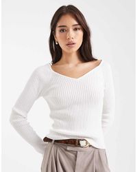 ASOS - Gebreide Top Met Structuur En V-Hals - Lyst