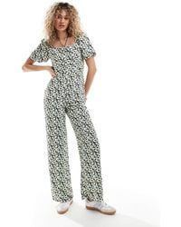 Glamorous - Square Neck Bow Tie Tea Jumpsuit - Lyst