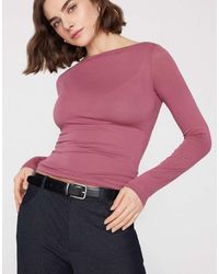 Tezenis - Long-Sleeved Viscose Top With Boat Neck - Lyst
