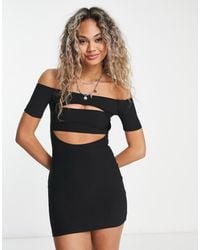 Edikted - Off Shoulder Bodycon Mini Dress With Cut Outs - Lyst