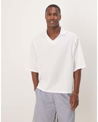ASOS - Oversized Seersucker Overhemd Zonder Sluiting Met Halflange Mouwen - Lyst