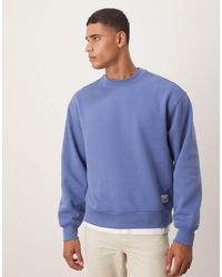 ASOS - Relaxed Drop Shoulder Sweatshirt With Woven Label Detail - Lyst