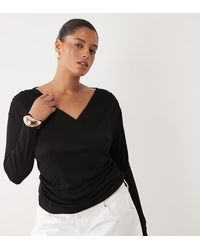 ASOS - Asos Design Curve Soft Jersey Drape Wrap Long Sleeve Top - Lyst