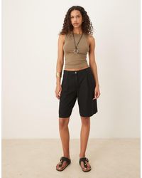 Abercrombie & Fitch - Mid Rise Bermuda Linen Blend Shorts - Lyst