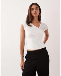 ASOS - Slinky Top With Mesh Shoulder - Lyst
