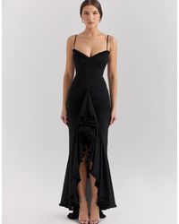 House Of Cb - Gabbi Mesh Ruffled Front Gown - Lyst