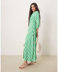 Y.A.S - Vestido Camisero Largo A Ra Verdes Y Blancas De - Lyst