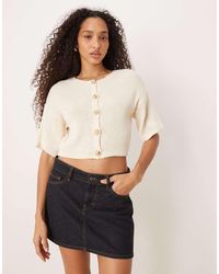 ASOS - Knitted Short Sleeve Cardigan With Gold Buttons - Lyst