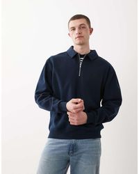ASOS - Relaxed 1/4 Zip Sweatshirt With Collar - Lyst