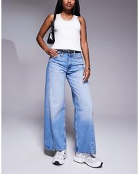 River Island - Wide Leg Jeans With Detachable Belt - Lyst