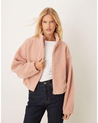 ASOS - Zip Through Borg Fleece With Bubble Hem - Lyst