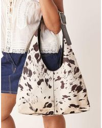Barneys Originals - Real Leather Cow Print Shoulder Bag - Lyst