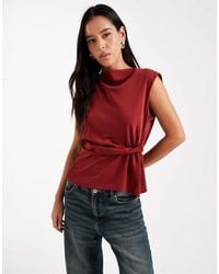 ASOS - Cowl Neck Sleeveless Top With Twist Waist Detail - Lyst