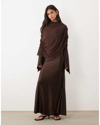 JW PEI - Exclusive Mesh High Neck Shawl Detail Maxi Dress - Lyst