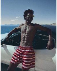 Bershka - Boxy Striped Swim Shorts - Lyst