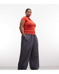 ASOS - Asos Design Curve Cotton Nylon Blend Pull On Balloon Trousers - Lyst