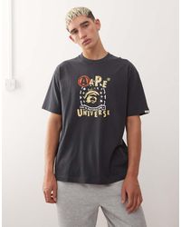 Aape By A Bathing Ape - Camiseta Negra De Corte Cuadrado Con Logo Estampado En La Parte Delantera De Aape By A Bathing Ape - Lyst