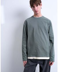 TOPMAN - Double -ayer Jersey Long Sleeve Tee - Lyst