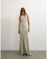 TOPSHOP - Satin Cut Away Racer Neck Full Skirt Maxi Dress - Lyst