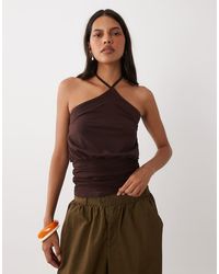 ASOS - 'v' Neck Balloon Halter Top With Fitted Hem - Lyst
