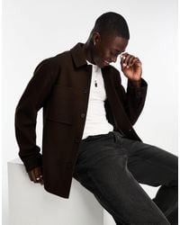 ASOS - Camicia giacca effetto lana marrone - Lyst