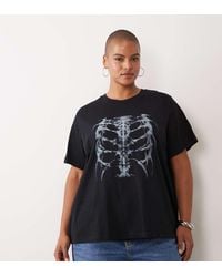 ASOS - Asos Design Curve Short Sleeve Regular Graphic Top With Skeleton - Lyst