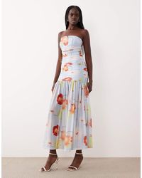 Bardot - Solana Ruched Bandeau Mesh Maxi Dress - Lyst