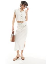 Vero Moda - Linen Midi Skirt Co-ord - Lyst