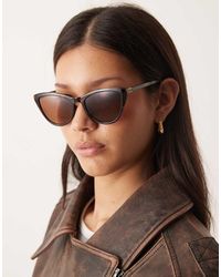 ASOS - Curved Slim Cat Eye Sunglasses - Lyst