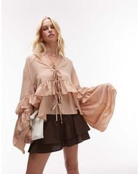 WeWoreWhat - Ruffle Detail Tie Front Blouse - Lyst