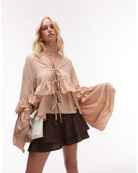 WeWoreWhat - Ruffle Detail Tie Front Blouse - Lyst
