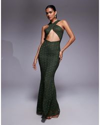 ASOS - Lace Cross Front Halter Maxi Dress With Center Cut-out - Lyst